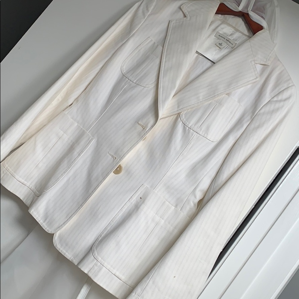2 pc white cotton and linen suit from J Crew